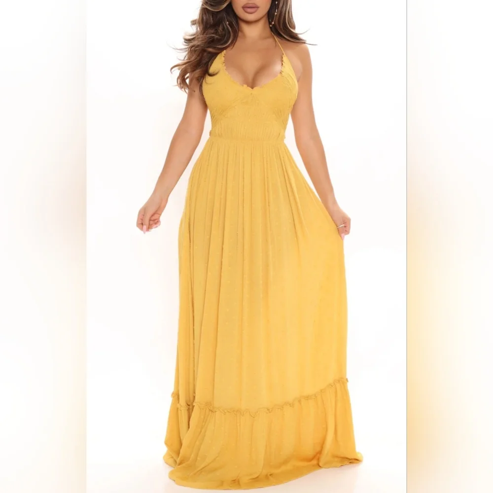 Fashion Nova Maxi Dress - Mustard - Picture 1 of 6
